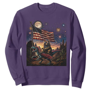 Funny Princess Cat On Dinosaur Patriotic Freedom Gift Sweatshirt TS12 Purple Print Your Wear