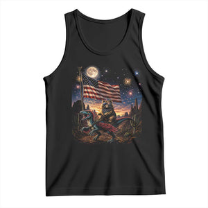 Funny Princess Cat On Dinosaur Patriotic Freedom Gift Tank Top TS12 Black Print Your Wear