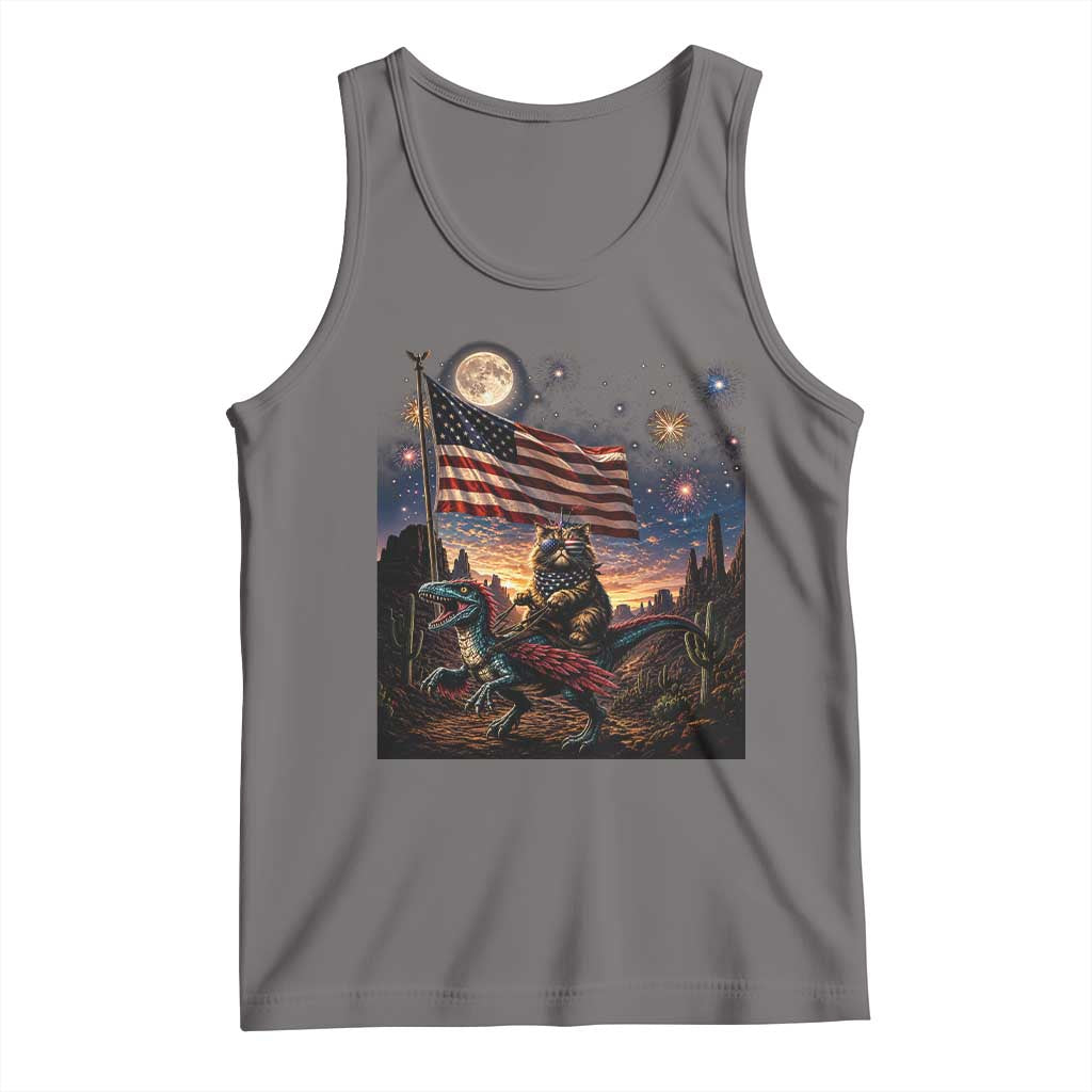 Funny Princess Cat On Dinosaur Patriotic Freedom Gift Tank Top TS12 Deep Heather Print Your Wear