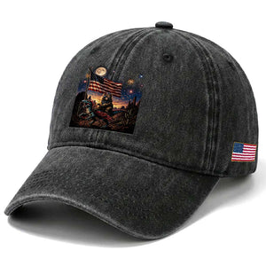 Funny Princess Cat On Dinosaur Patriotic Freedom Gift Washed Cotton Baseball Cap TS12 Print Your Wear