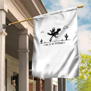 Funny Cat Riding Dinosaur Pixel Retro Garden Flag This Is An Outrage TS12 Print Your Wear