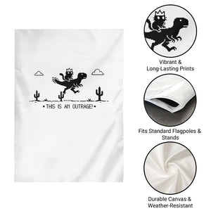 Funny Cat Riding Dinosaur Pixel Retro Garden Flag This Is An Outrage TS12 Print Your Wear