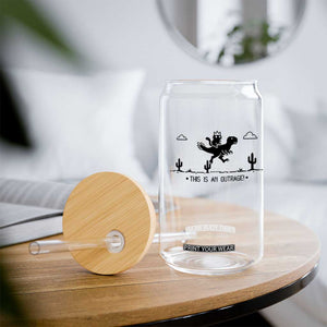 Funny Cat Riding Dinosaur Pixel Retro Glass Can This Is An Outrage TS12 Print Your Wear