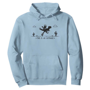 Funny Cat Riding Dinosaur Pixel Retro Hoodie This Is An Outrage TS12 Light Blue Print Your Wear
