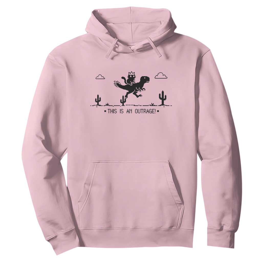 Funny Cat Riding Dinosaur Pixel Retro Hoodie This Is An Outrage TS12 Light Pink Print Your Wear