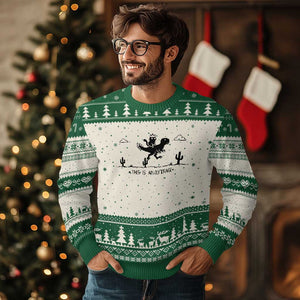Funny Cat Riding Dinosaur Pixel Retro Ugly Christmas Sweater This Is An Outrage TS12 Beige Green Print Your Wear