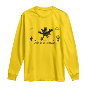 Funny Cat Riding Dinosaur Pixel Retro Long Sleeve Shirt This Is An Outrage TS12 Daisy Print Your Wear