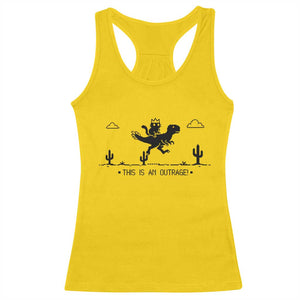 Funny Cat Riding Dinosaur Pixel Retro Racerback Tank Top This Is An Outrage TS12 Daisy Print Your Wear