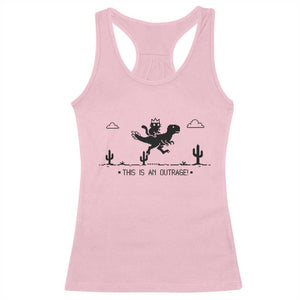 Funny Cat Riding Dinosaur Pixel Retro Racerback Tank Top This Is An Outrage TS12 Light Pink Print Your Wear