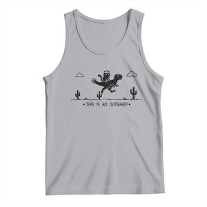 Funny Cat Riding Dinosaur Pixel Retro Tank Top This Is An Outrage TS12 Athletic Heather Print Your Wear