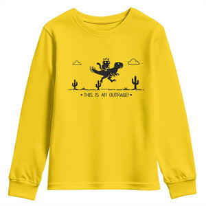 Funny Cat Riding Dinosaur Pixel Retro Youth Sweatshirt This Is An Outrage TS12 Daisy Print Your Wear