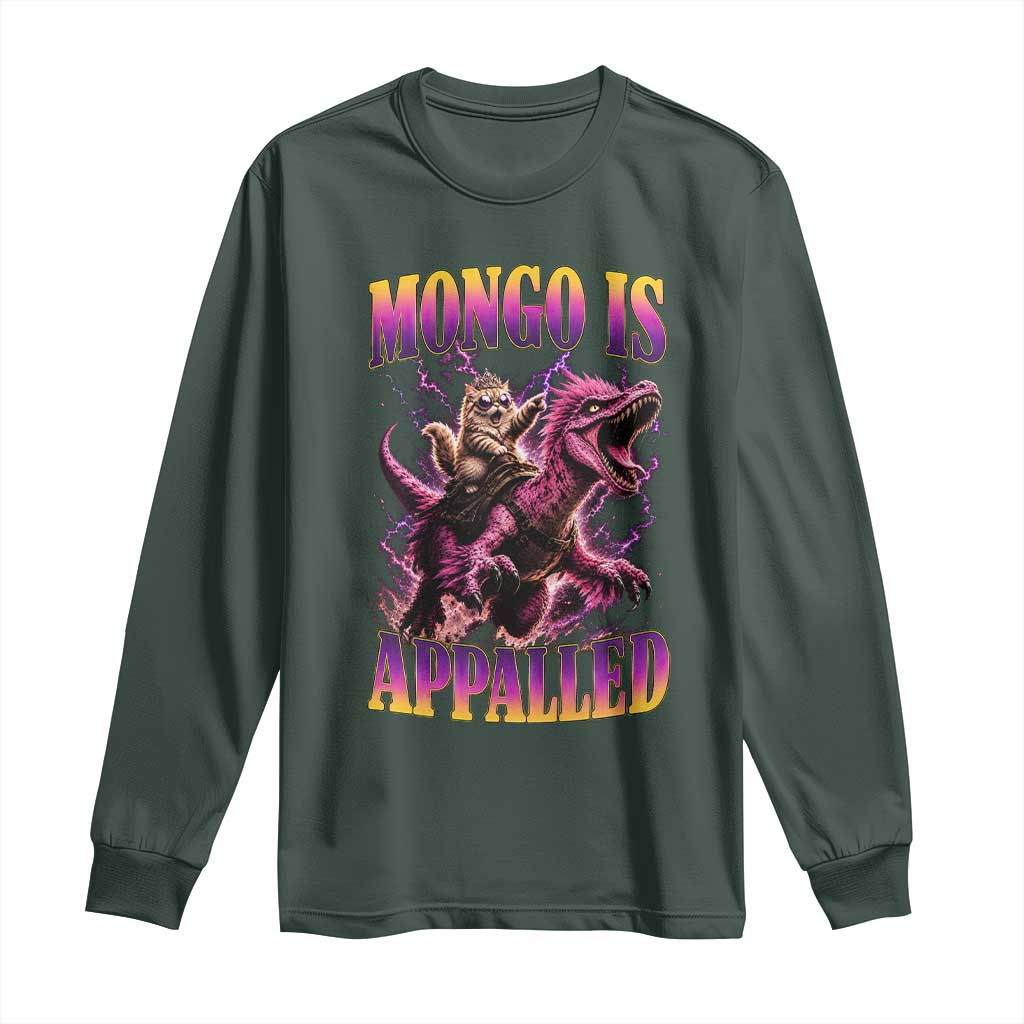 Fantasy Book Reader Geeky Cat Lover Long Sleeve Shirt Mongo Is Appalled TS12 Dark Forest Green Print Your Wear