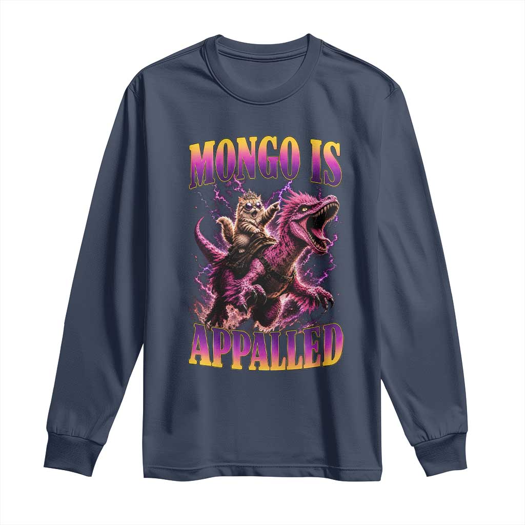 Fantasy Book Reader Geeky Cat Lover Long Sleeve Shirt Mongo Is Appalled TS12 Navy Print Your Wear