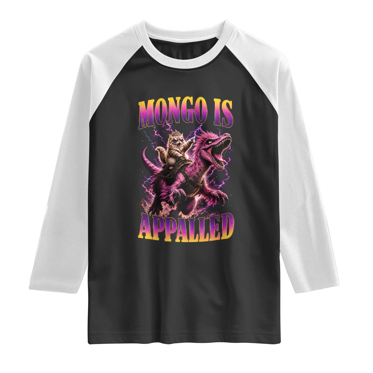 Fantasy Book Reader Geeky Cat Lover Raglan Shirt Mongo Is Appalled TS12 Black White Print Your Wear