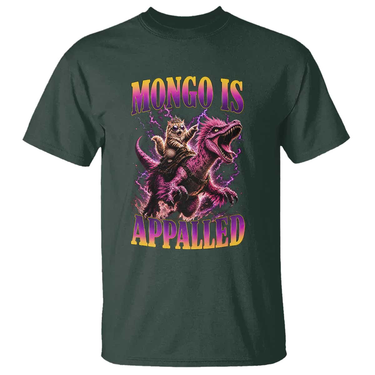 Fantasy Book Reader Geeky Cat Lover T Shirt Mongo Is Appalled TS12 Dark Forest Green Print Your Wear
