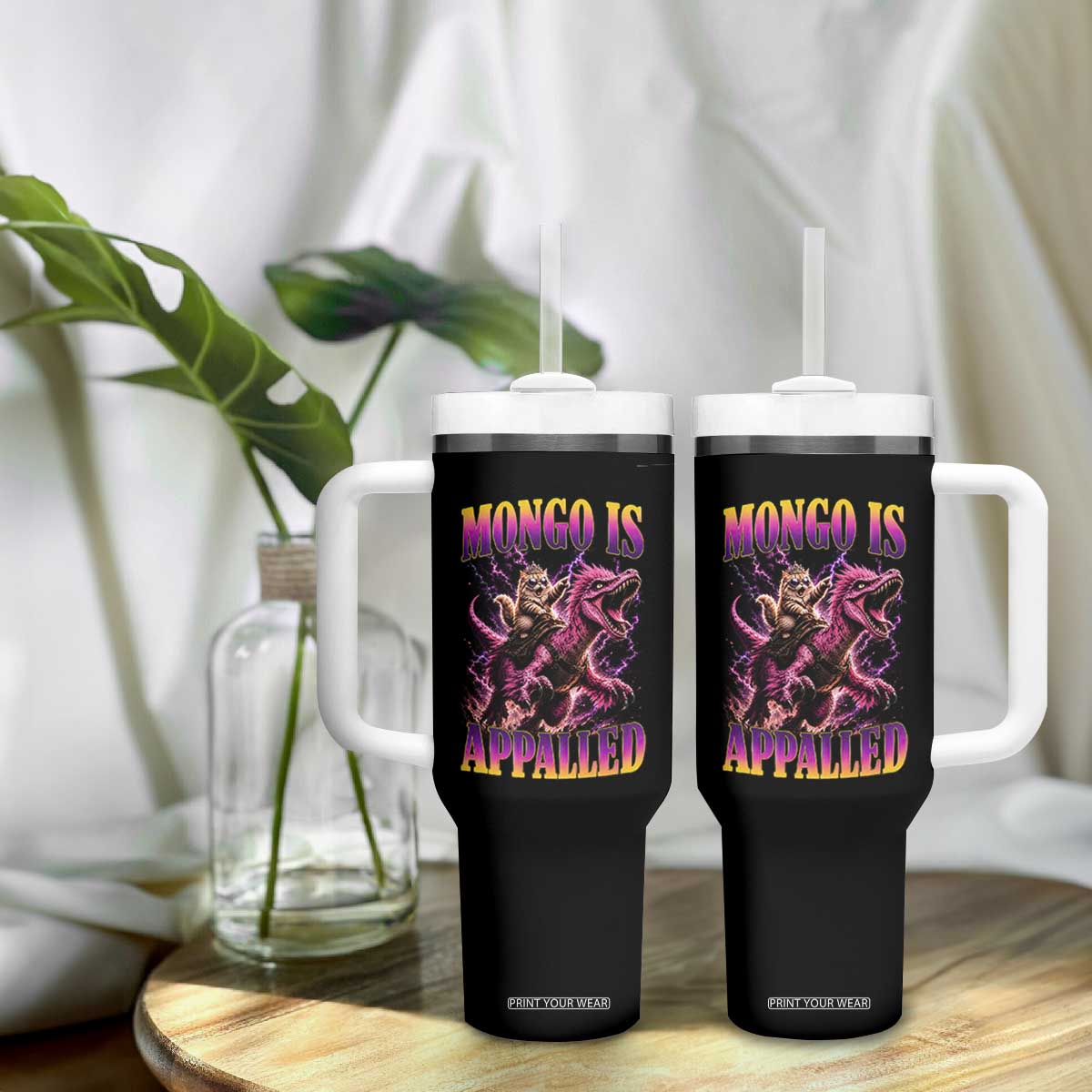 Fantasy Book Reader Geeky Cat Lover Tumbler With Handle Mongo Is Appalled TS12 Print Your Wear