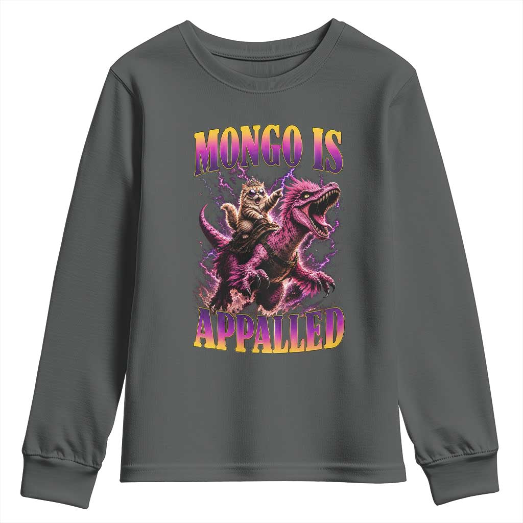 Fantasy Book Reader Geeky Cat Lover Youth Sweatshirt Mongo Is Appalled TS12 Dark Heather Print Your Wear