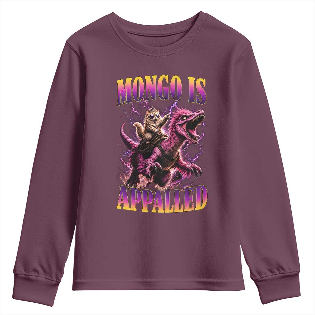Fantasy Book Reader Geeky Cat Lover Youth Sweatshirt Mongo Is Appalled TS12 Maroon Print Your Wear