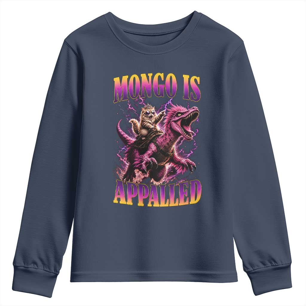 Fantasy Book Reader Geeky Cat Lover Youth Sweatshirt Mongo Is Appalled TS12 Navy Print Your Wear
