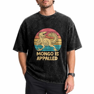 Mongo Is Appalled Washed Cotton T-Shirt Funny Dinosaur Gamer Book Lover Retro Gift