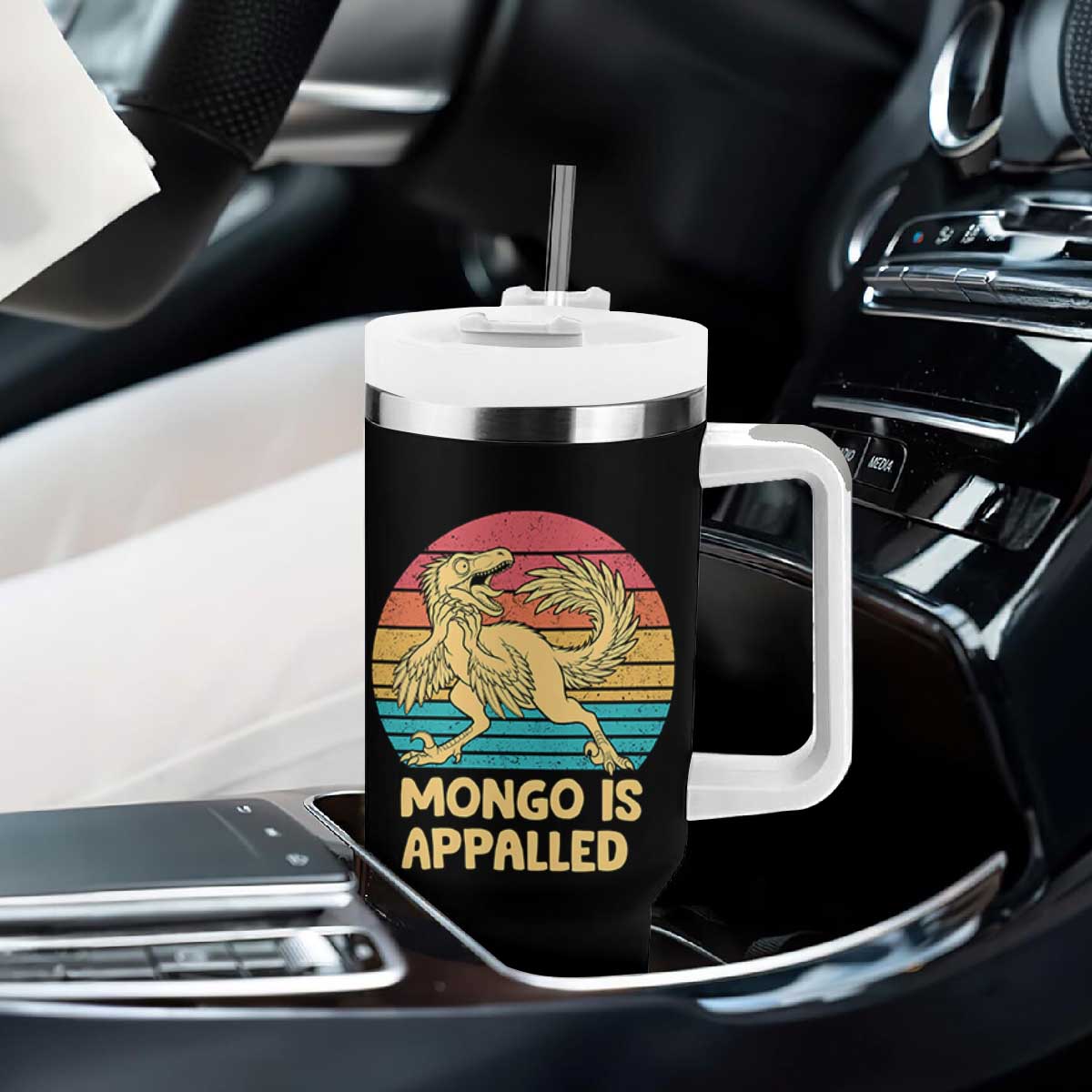 Mongo Is Appalled Tumbler With Handle Funny Dinosaur Gamer Book Lover Retro Gift TS12 Print Your Wear