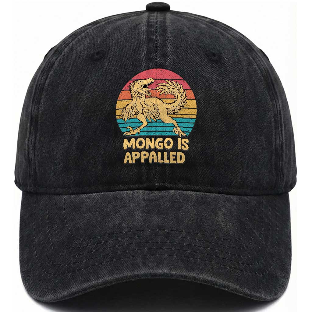 Mongo Is Appalled Washed Cotton Baseball Cap Funny Dinosaur Gamer Book Lover Retro Gift TS12 Print Your Wear
