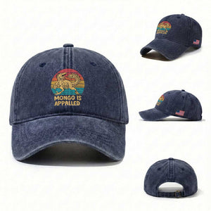 Mongo Is Appalled Washed Cotton Baseball Cap Funny Dinosaur Gamer Book Lover Retro Gift TS12 Washed Cap Universal Fit Navy Print Your Wear