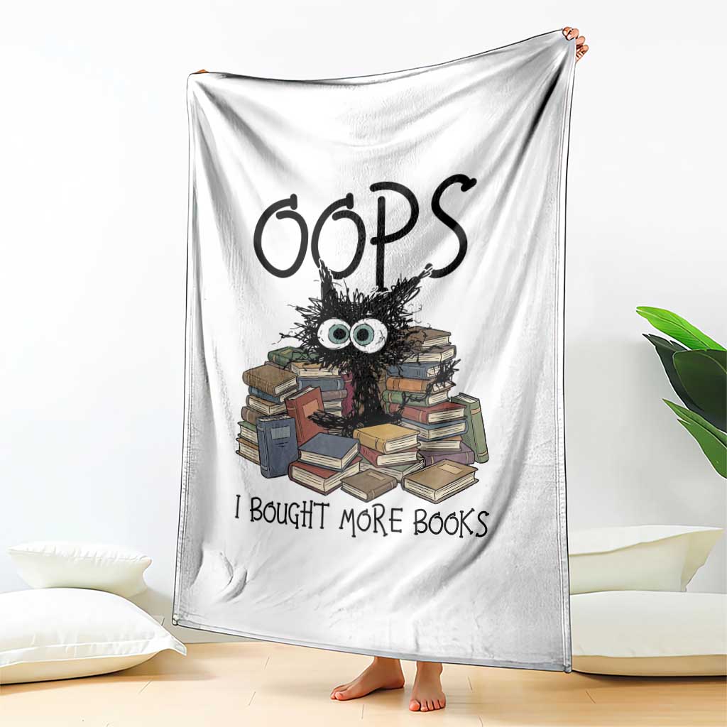 Funny Black Cat Bookworm Gift Throw Blanket Oops I Bought More Books TS12 Print Your Wear