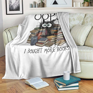 Funny Black Cat Bookworm Gift Throw Blanket Oops I Bought More Books TS12 Print Your Wear