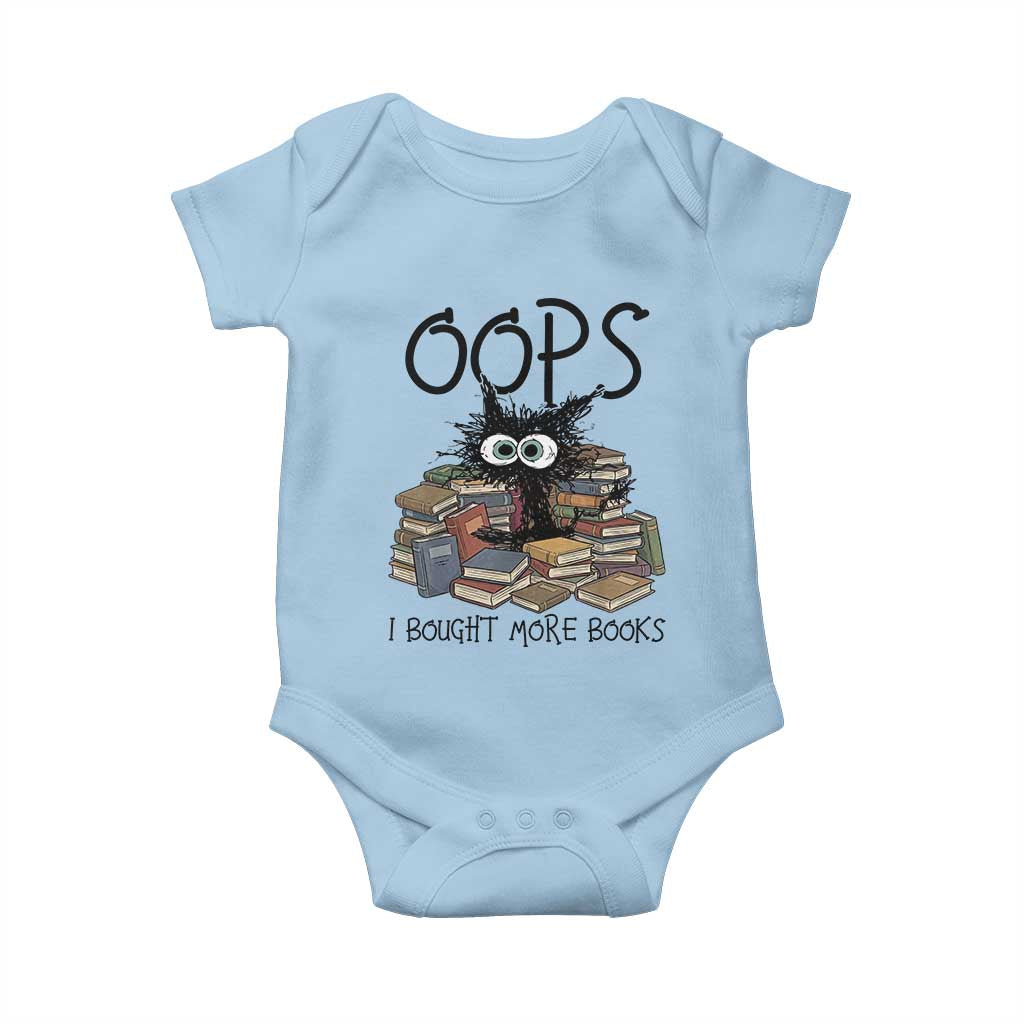 Funny Black Cat Bookworm Gift Baby Onesie Oops I Bought More Books TS12 Light Blue Print Your Wear