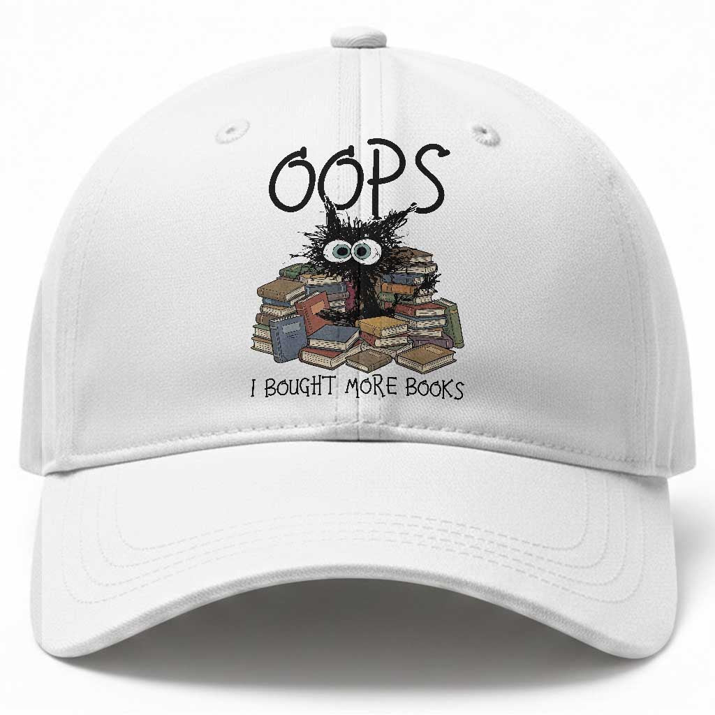 Funny Black Cat Bookworm Gift Baseball Cap Oops I Bought More Books TS12 Print Your Wear