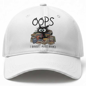 Funny Black Cat Bookworm Gift Baseball Cap Oops I Bought More Books TS12 Print Your Wear