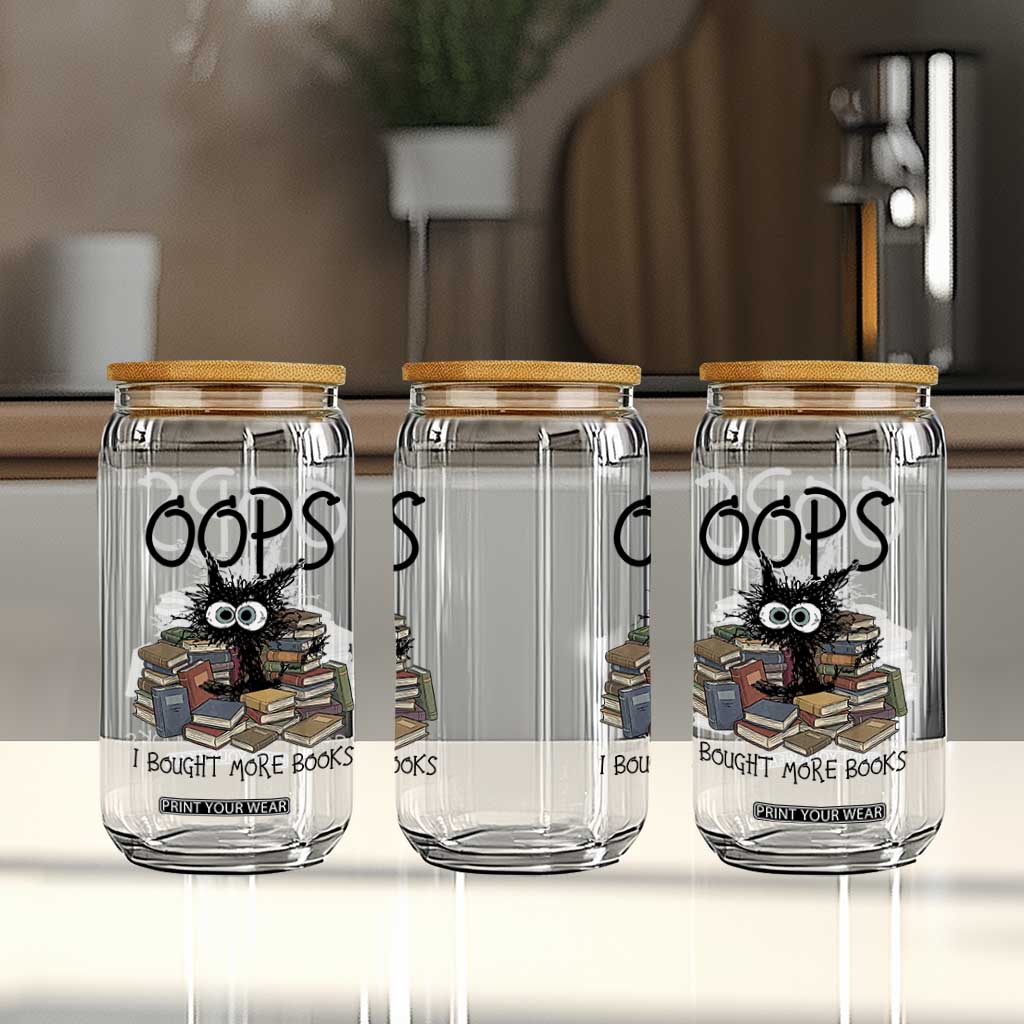 Funny Black Cat Bookworm Gift Glass Can Oops I Bought More Books TS12 Print Your Wear