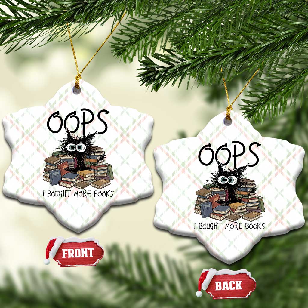 Funny Black Cat Bookworm Gift Ceramic Ornament Oops I Bought More Books TS12 Print Your Wear