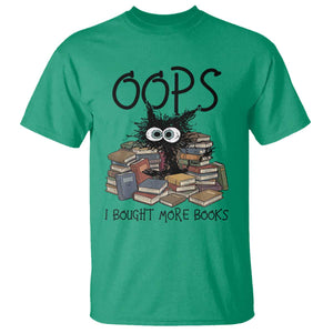 Funny Black Cat Bookworm Gift T Shirt Oops I Bought More Books TS12 Irish Green Print Your Wear