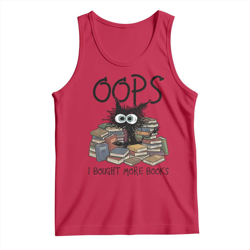 Funny Black Cat Bookworm Gift Tank Top Oops I Bought More Books TS12 Red Print Your Wear