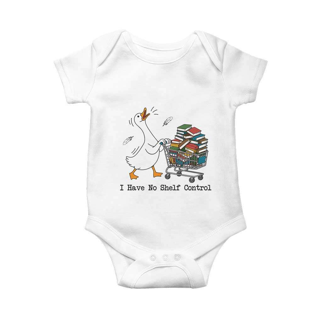 Funny Goose Book Lover Baby Onesie I Have No Shelf Control TS12 White Print Your Wear