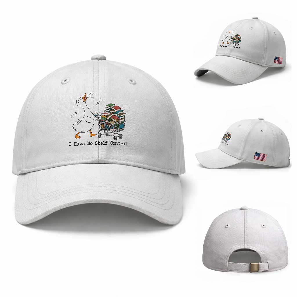 Funny Goose Book Lover Baseball Cap I Have No Shelf Control TS12 Baseball Cap Universal Fit White Print Your Wear