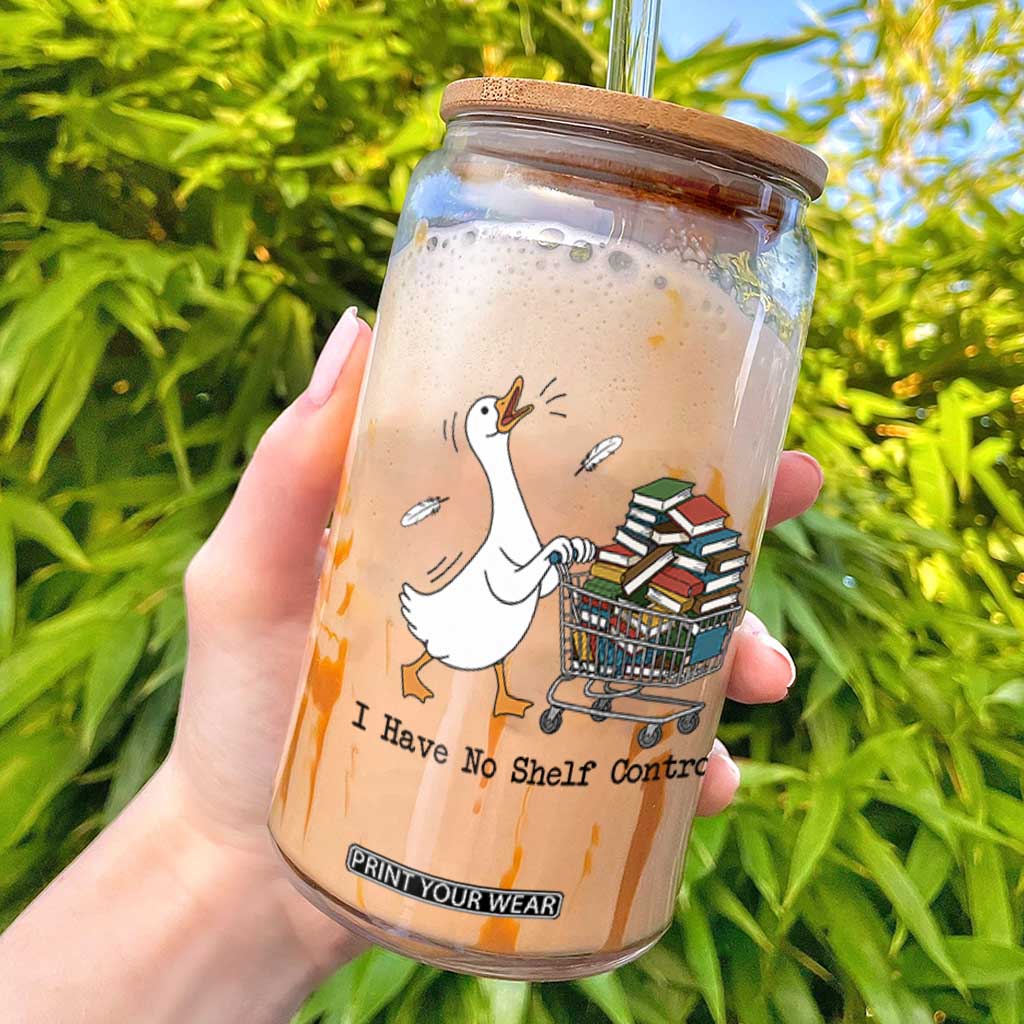 Funny Goose Book Lover Glass Can I Have No Shelf Control TS12 White Print Your Wear