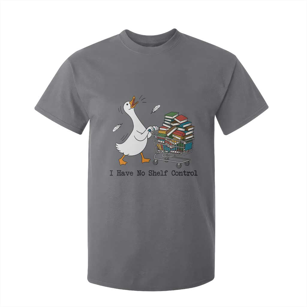 Funny Goose Book Lover T Shirt For Kid I Have No Shelf Control TS12 Charcoal Print Your Wear
