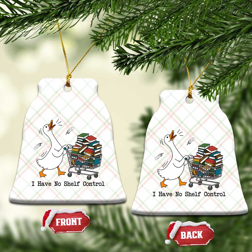 Funny Goose Book Lover Ceramic Ornament I Have No Shelf Control TS12 Print Your Wear