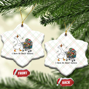 Funny Goose Book Lover Ceramic Ornament I Have No Shelf Control TS12 Print Your Wear
