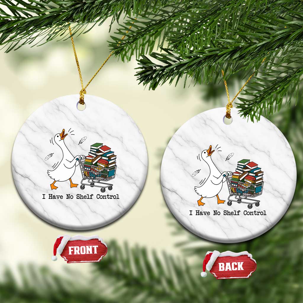 Funny Goose Book Lover Ceramic Ornament I Have No Shelf Control TS12 1pc White Marble Print Your Wear