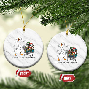 Funny Goose Book Lover Ceramic Ornament I Have No Shelf Control TS12 1pc White Marble Print Your Wear