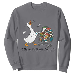 Funny Goose Book Lover Sweatshirt I Have No Shelf Control TS12 Charcoal Print Your Wear