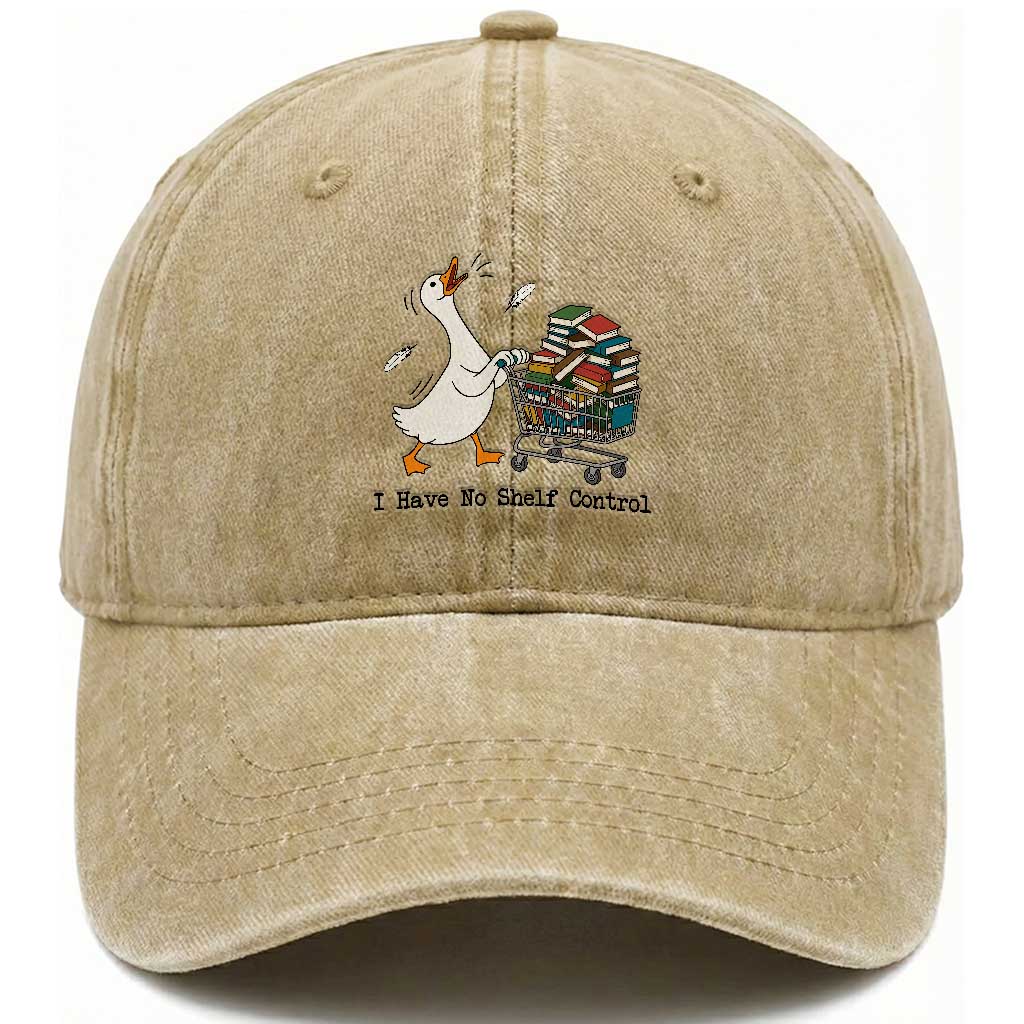 Funny Goose Book Lover Washed Cotton Baseball Cap I Have No Shelf Control TS12 Print Your Wear