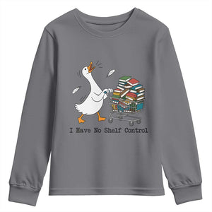 Funny Goose Book Lover Youth Sweatshirt I Have No Shelf Control TS12 Charcoal Print Your Wear
