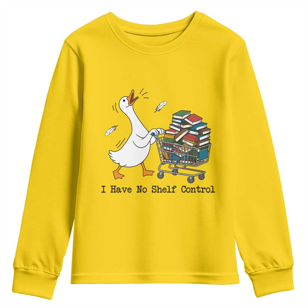 Funny Goose Book Lover Youth Sweatshirt I Have No Shelf Control TS12 Daisy Print Your Wear