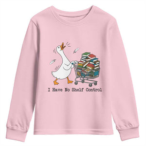 Funny Goose Book Lover Youth Sweatshirt I Have No Shelf Control TS12 Light Pink Print Your Wear