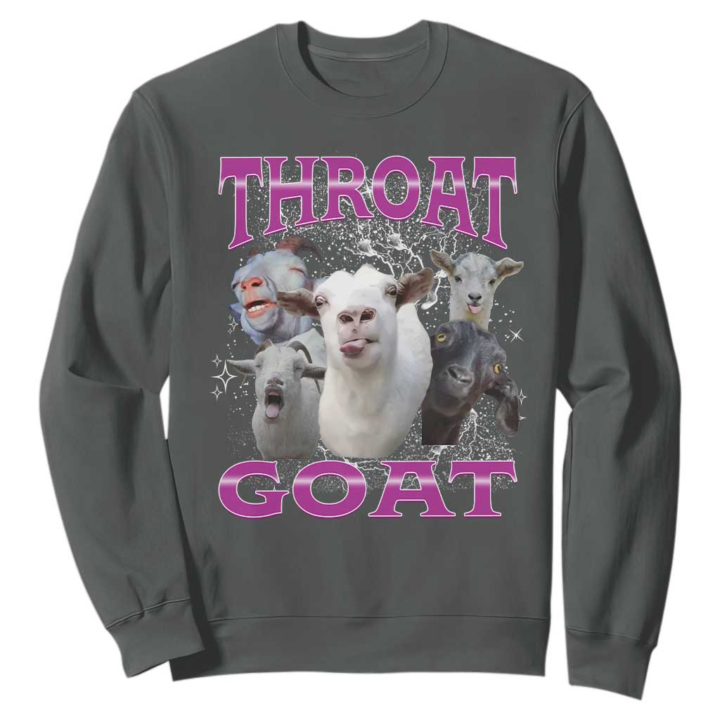 Funny Dirty Humor Sweatshirt Throat Goat TS12 Dark Heather Print Your Wear